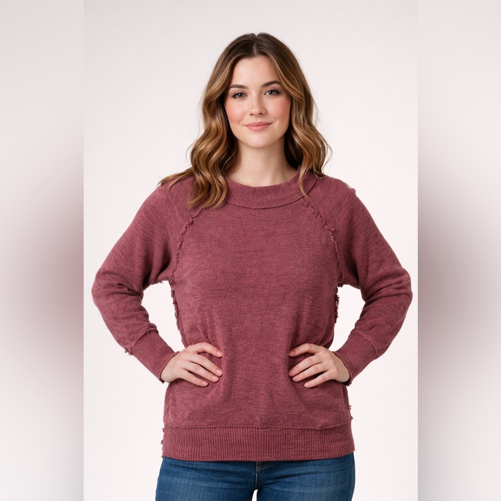 Free People Pullover Fringed Distressed Sweater Sweatshirt; oversized; small